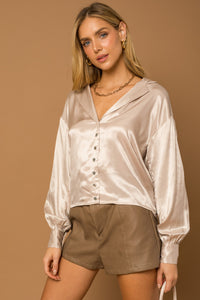 Charming in Champagne Button Up Blouse