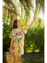 Palm Springs Floral Printed Babydoll Dress