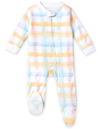 Pastel Multi Buffalo Check Sleep & Play Zipper Footie