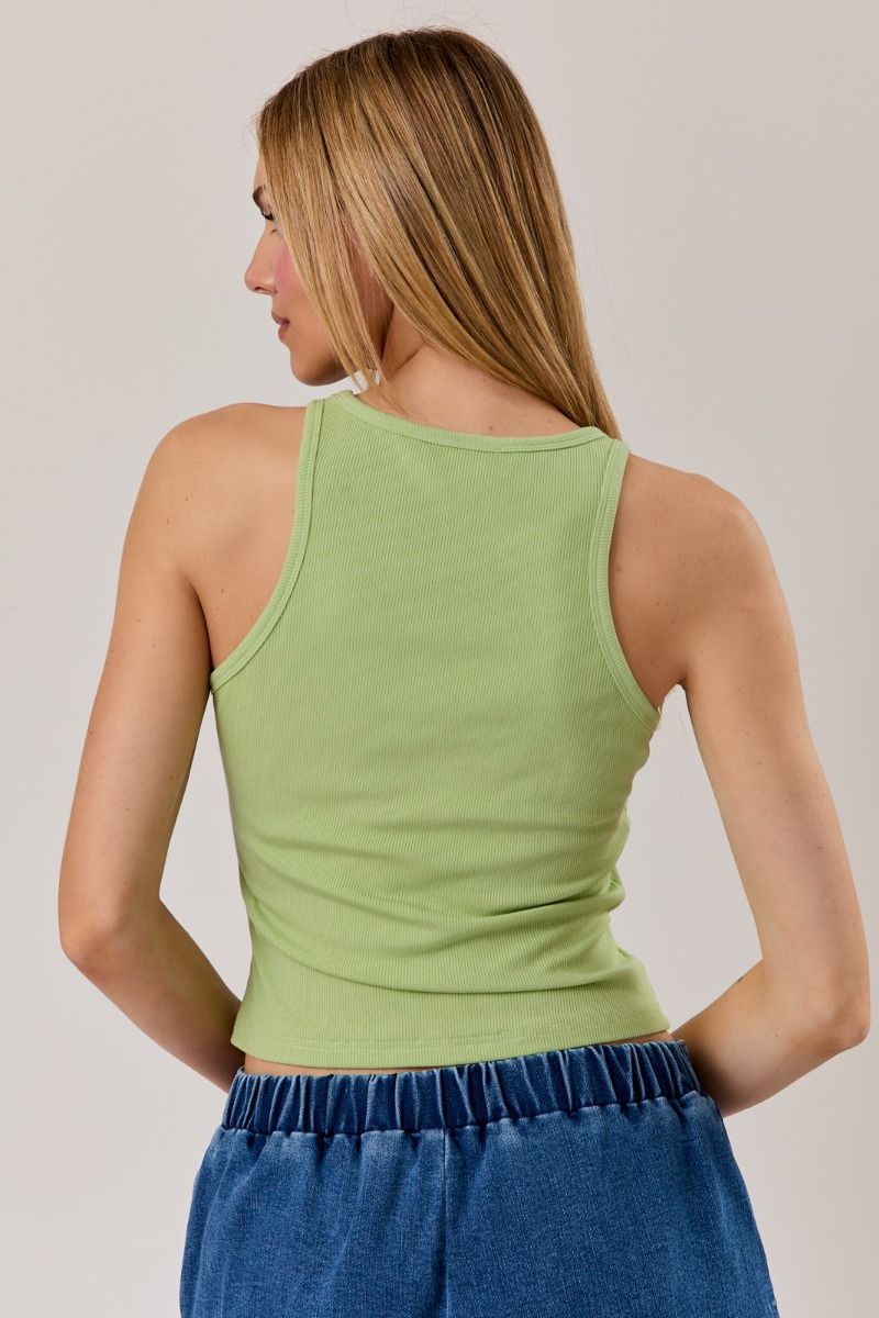 Key Lime Kiss Beaded Ribbed Tank