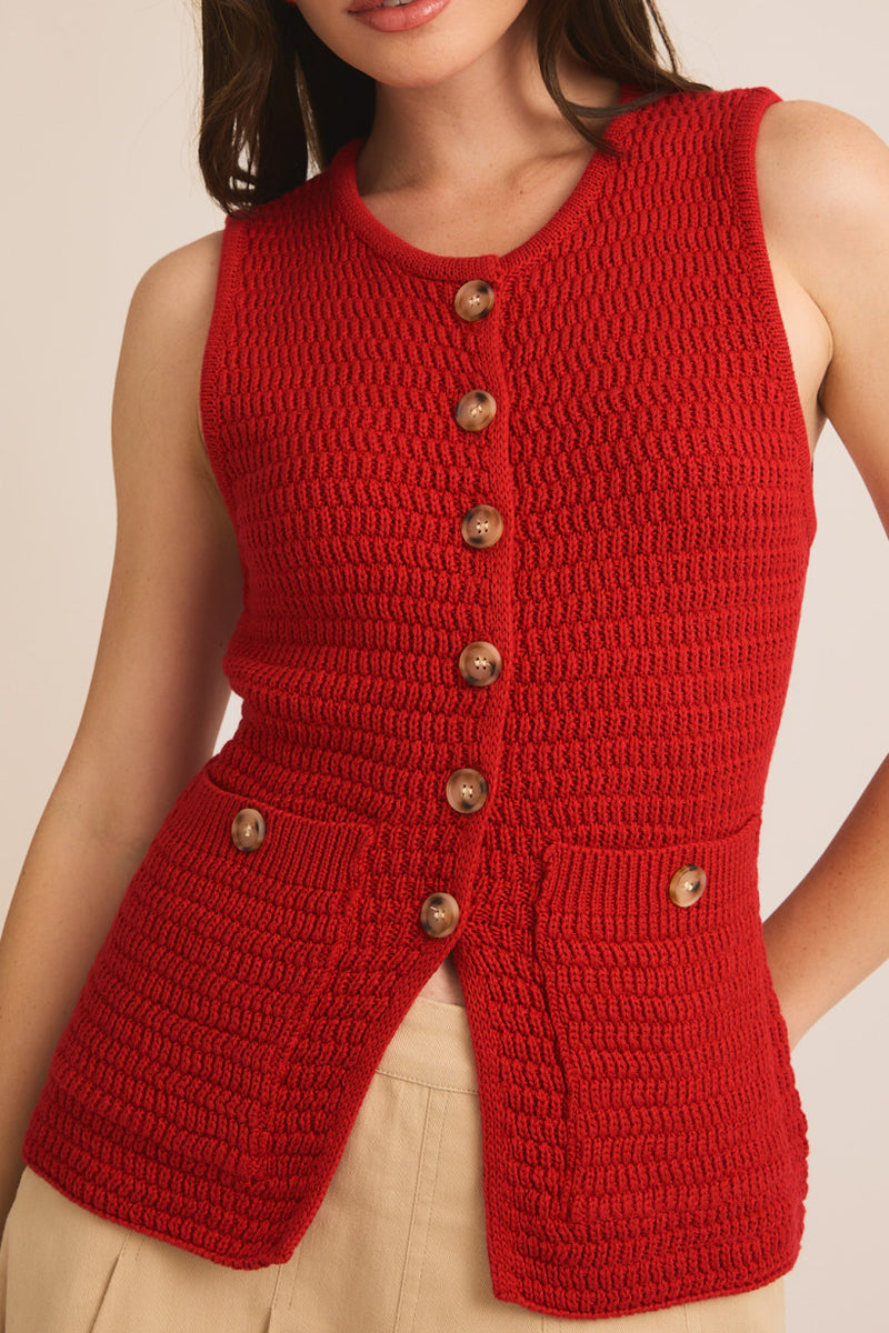 Cherry On Top Button Up Sweater Vest