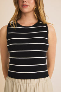 Significant Striped Sleeveless Knit Top - Black & White