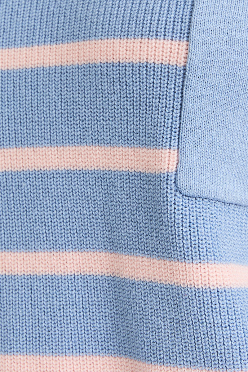 Blushing in Blue Striped Sweater Top