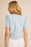 Bows & Baby Blues Short Sleeve Sweater Top