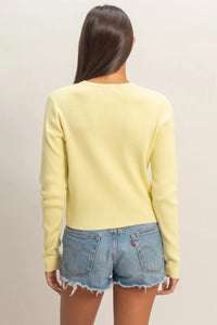 Buttercream Ribbed Knit Top / Cardigan - Pale Yellow