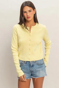 Buttercream Ribbed Knit Top / Cardigan - Pale Yellow