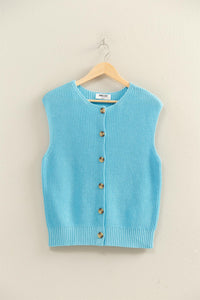 Easy Layer Knit Sweater Vest - Blue