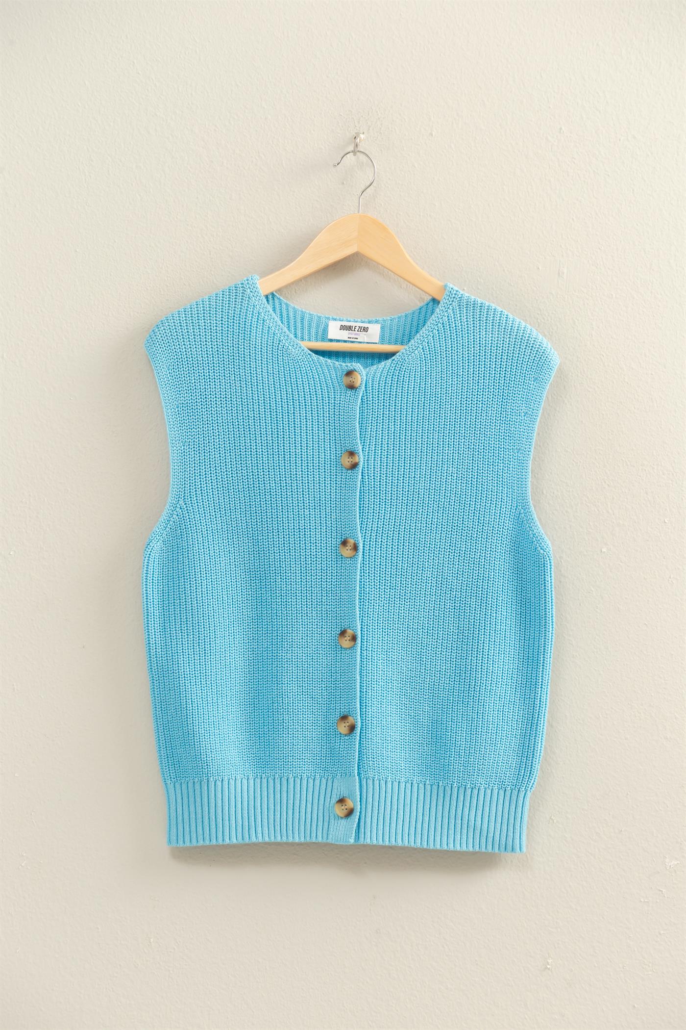 Easy Layer Knit Sweater Vest - Blue