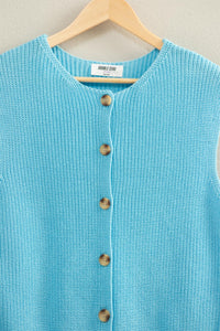 Easy Layer Knit Sweater Vest - Blue