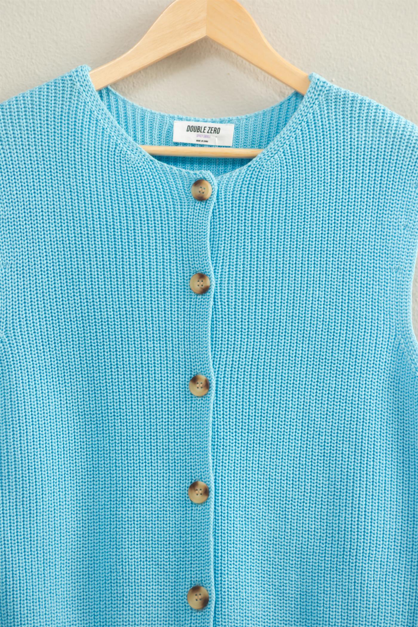 Easy Layer Knit Sweater Vest - Blue