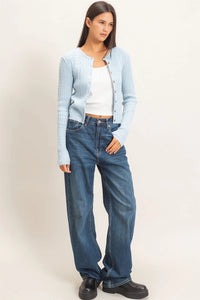 Cozy Cloud Cable Knit Cardigan / Top - Ice Blue