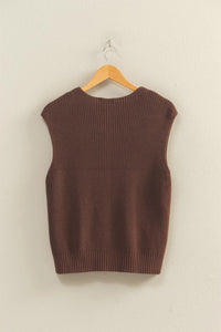 Easy Layer Knit Sweater Vest - Chocolate