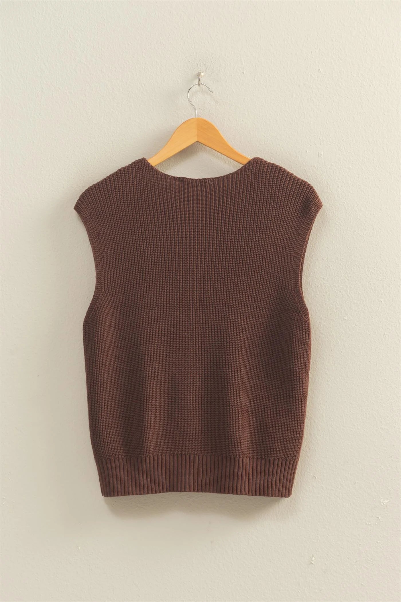Easy Layer Knit Sweater Vest - Chocolate
