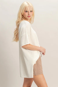 Gentle Breeze Oversized Knit Top w/ Side Slits - Whip Cream