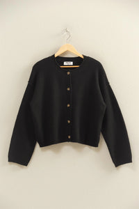 Cassie Classic Button Up Cardigan - Black