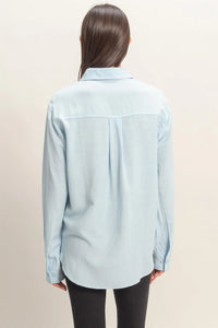 Clean Lines Classic Essential Button Down Top - Ice Blue