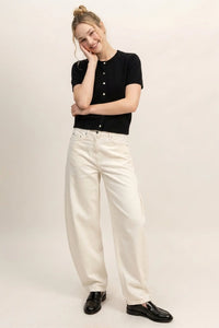 Polished & Proper Button Up Knit Top - Black