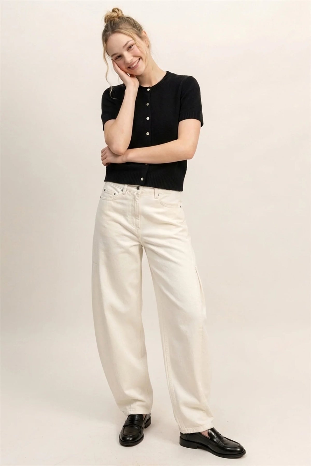 Polished & Proper Button Up Knit Top - Black