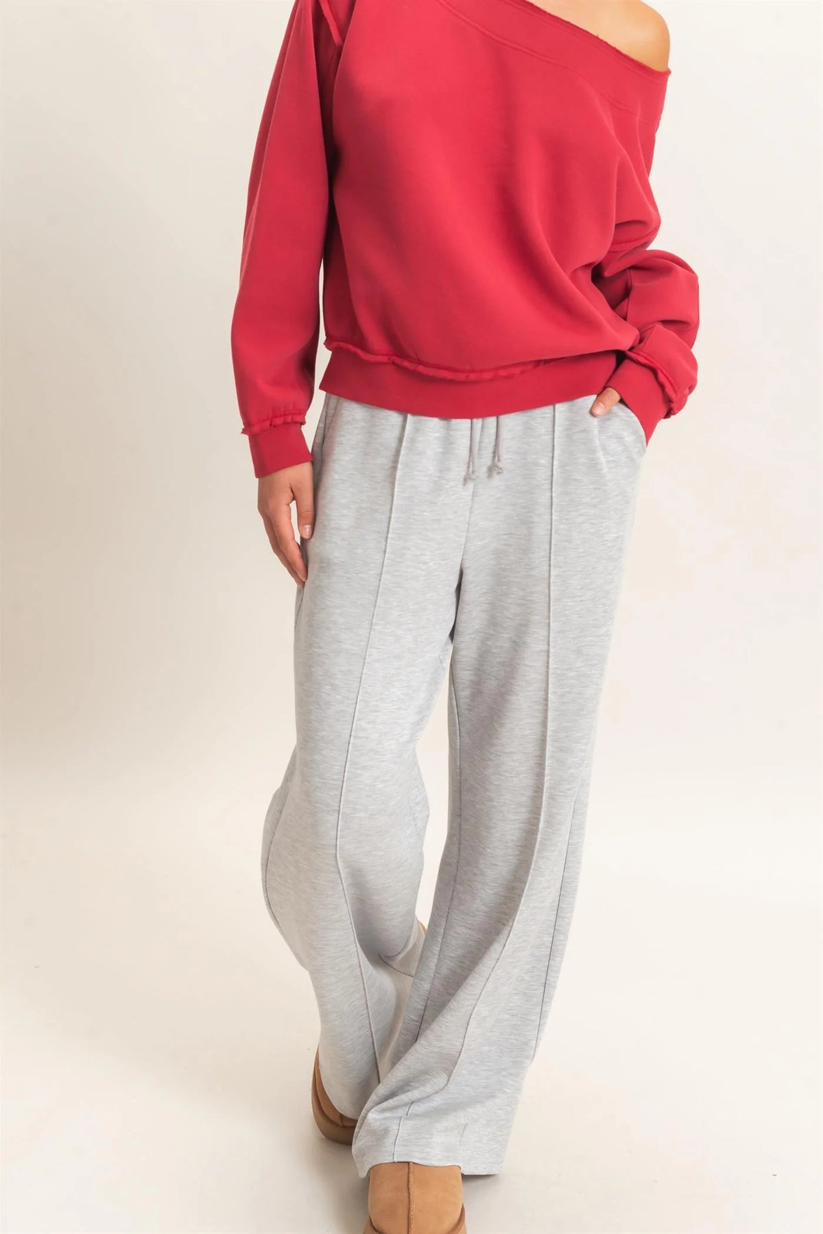 Made Easy Drawstring Pintuck Wide Leg Pants