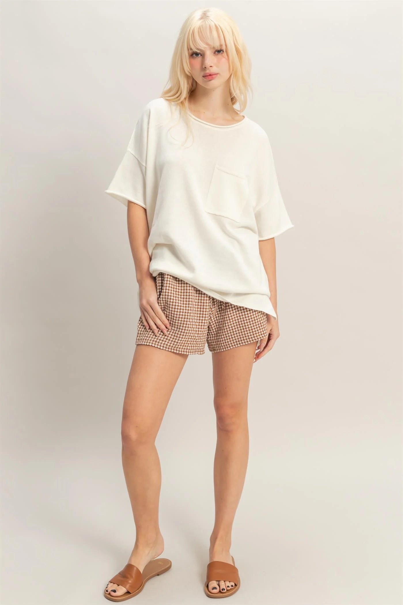 Gentle Breeze Oversized Knit Top w/ Side Slits - Whip Cream