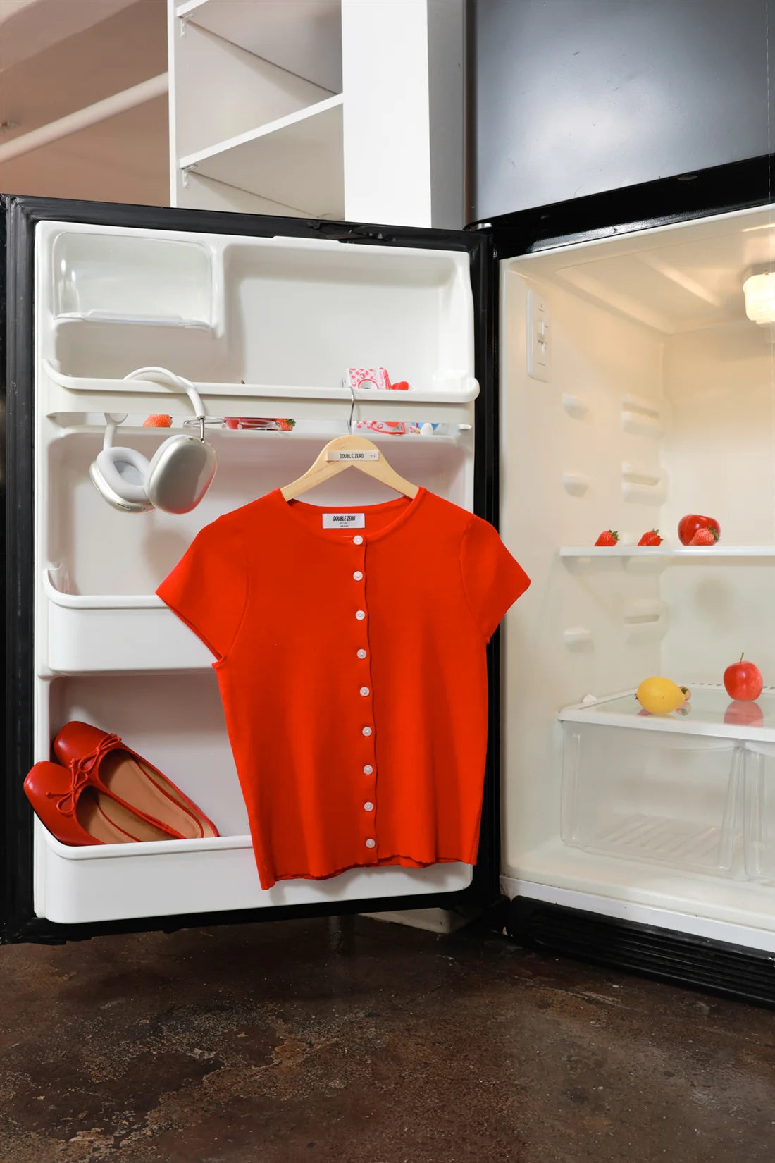 Cherry Pop Ribbed Button Up Top - Red