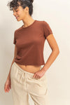 Breezy Basic Ribbed Top- Chestnut