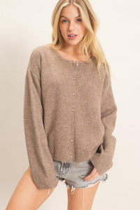 Warm & Toasty Knit Ribbed Cardigan - Brown