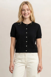 Polished & Proper Button Up Knit Top - Black