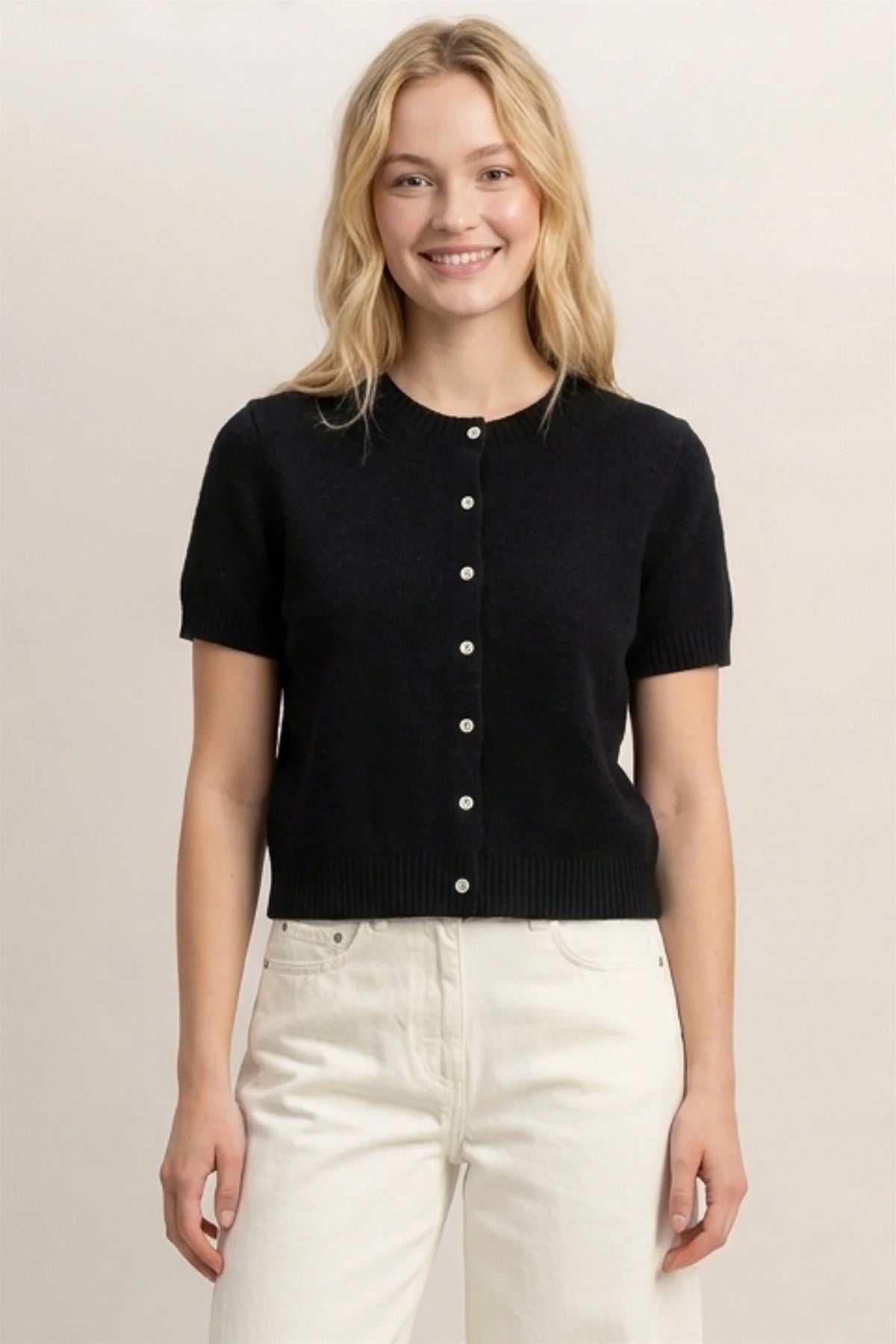 Polished & Proper Button Up Knit Top - Black