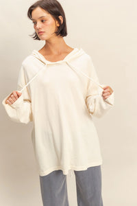 On The Go Oversized Hooded Tunic - Cream