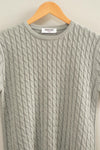 Charleston Chic Cable Knit Short Sleeve Sweater Top - Grey