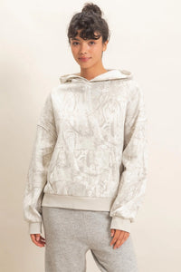 Casually Camo Knit Hooded Pullover - Gray