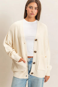 Warm & Worn Oversized Knit Cardigan - Cream
