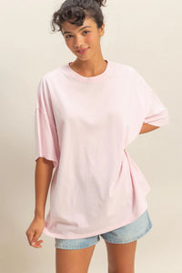 Soft Spoken Essential Mineral Wash Oversized Tee - Soft Pink