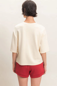 Basic Babe Loose Fit Crew Neck Short Sleeve Top - Cream
