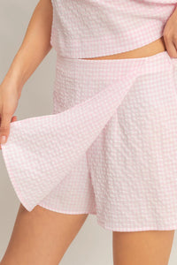Sunday in Savannah Gingham Print Tank & Skort Set - Pink