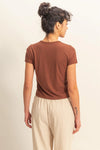 Breezy Basic Ribbed Top- Chestnut