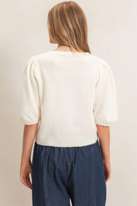 Cozy in Cream Puff Sleeve Knit Top