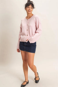 Pink Champagne Button Up Knit Cardigan / Top