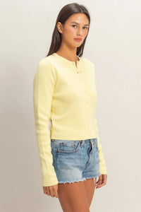 Buttercream Ribbed Knit Top / Cardigan - Pale Yellow