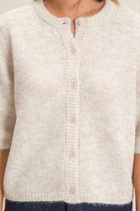 Penny Button Up Knit Sweater Top - Oatmeal