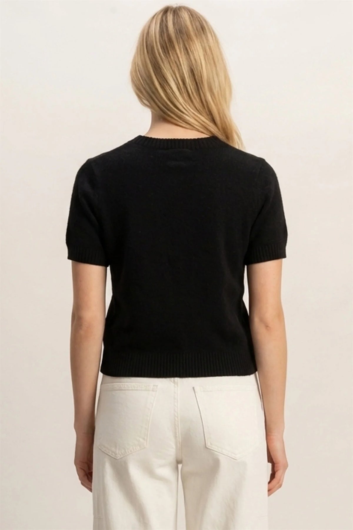 Polished & Proper Button Up Knit Top - Black