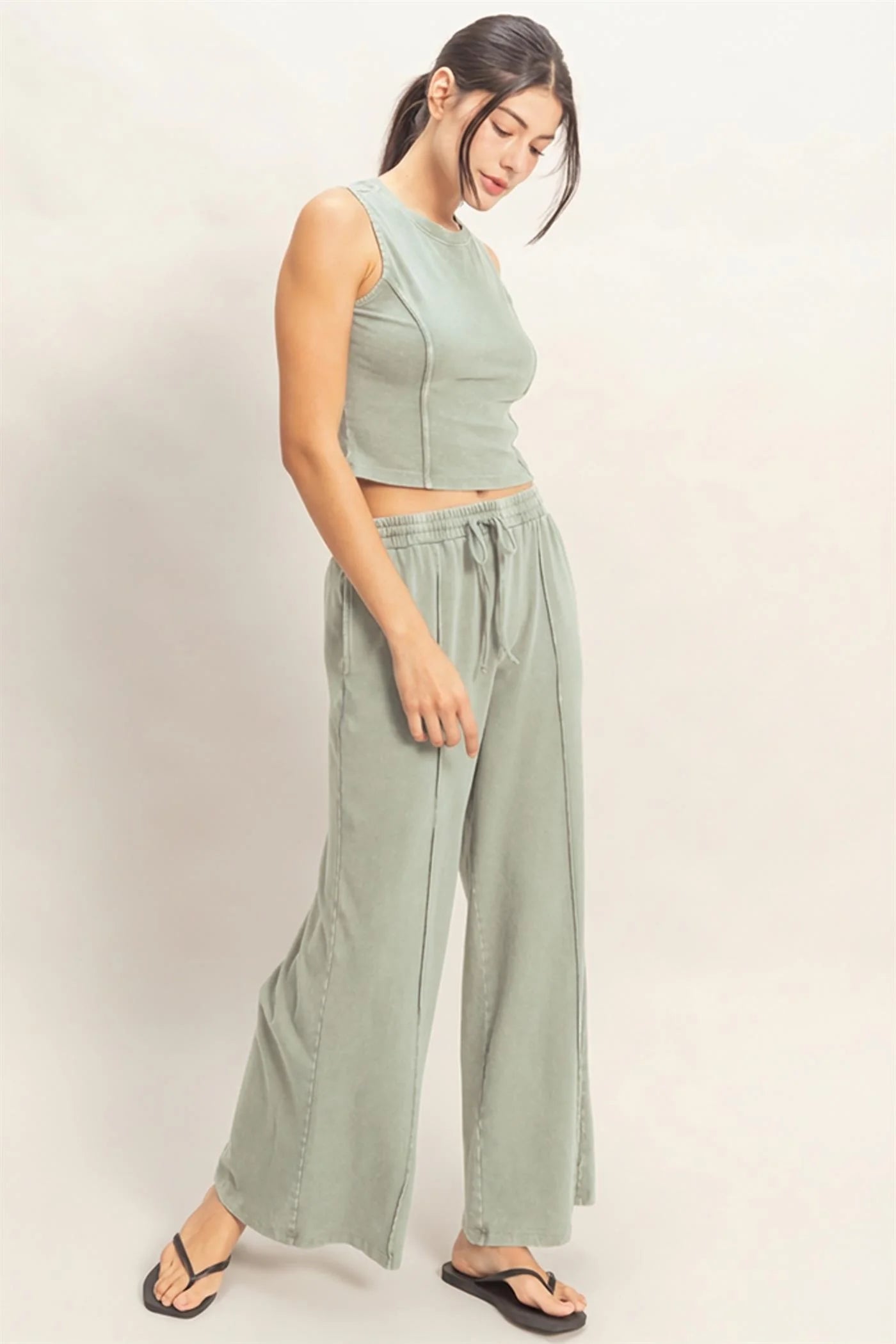 Morning Matcha Mineral Wash Two Piece Set - Sage Green