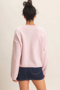 Pink Champagne Button Up Knit Cardigan / Top