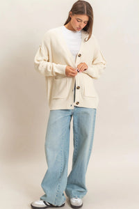 Warm & Worn Oversized Knit Cardigan - Cream