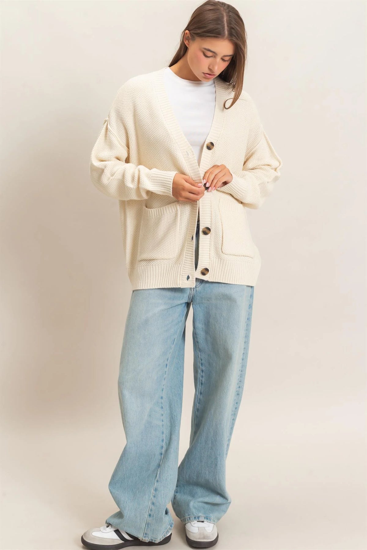 Warm & Worn Oversized Knit Cardigan - Cream