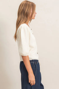 Cozy in Cream Puff Sleeve Knit Top