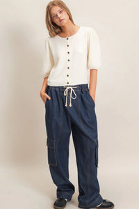 Cozy in Cream Puff Sleeve Knit Top