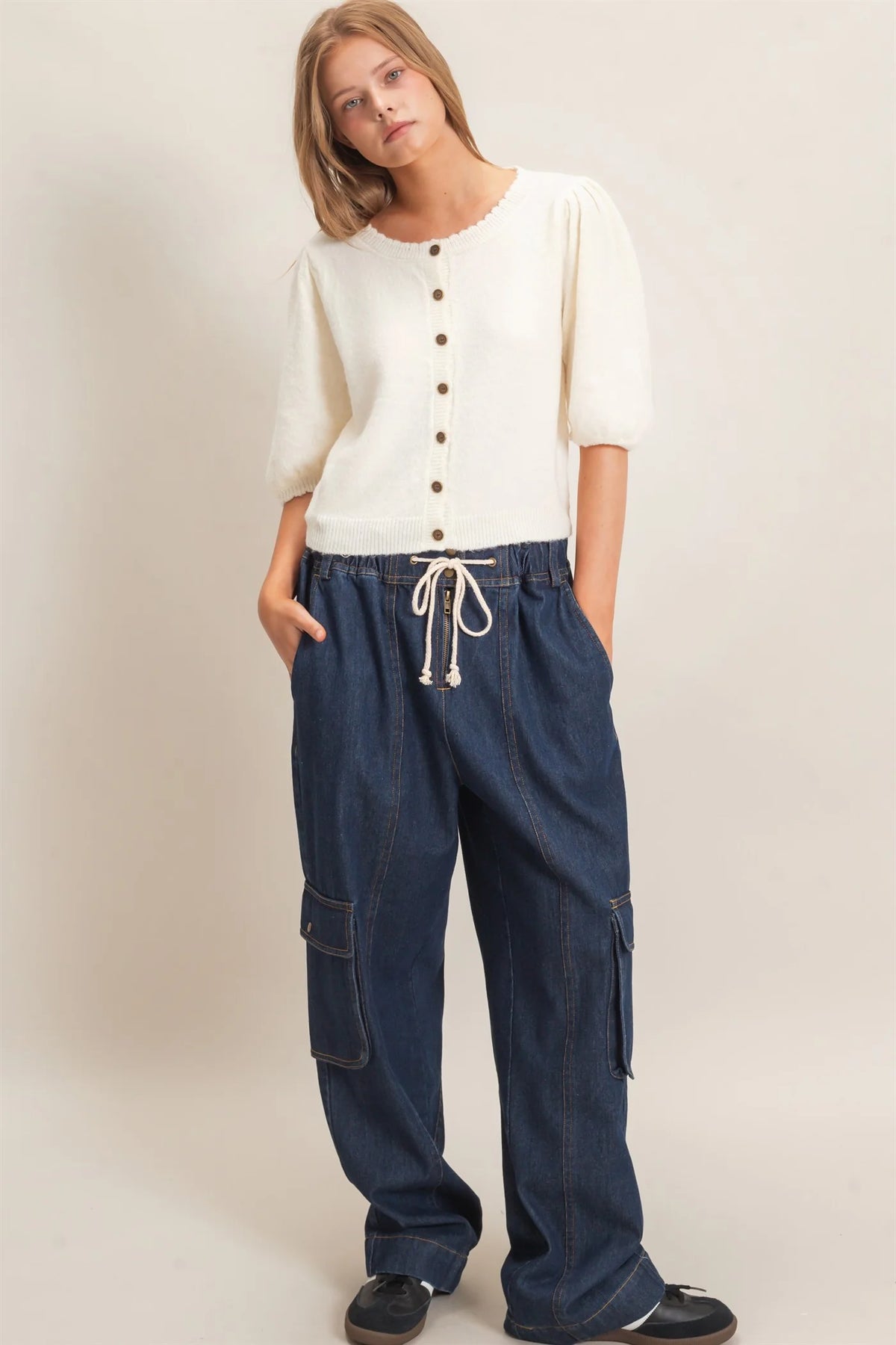 Cozy in Cream Puff Sleeve Knit Top