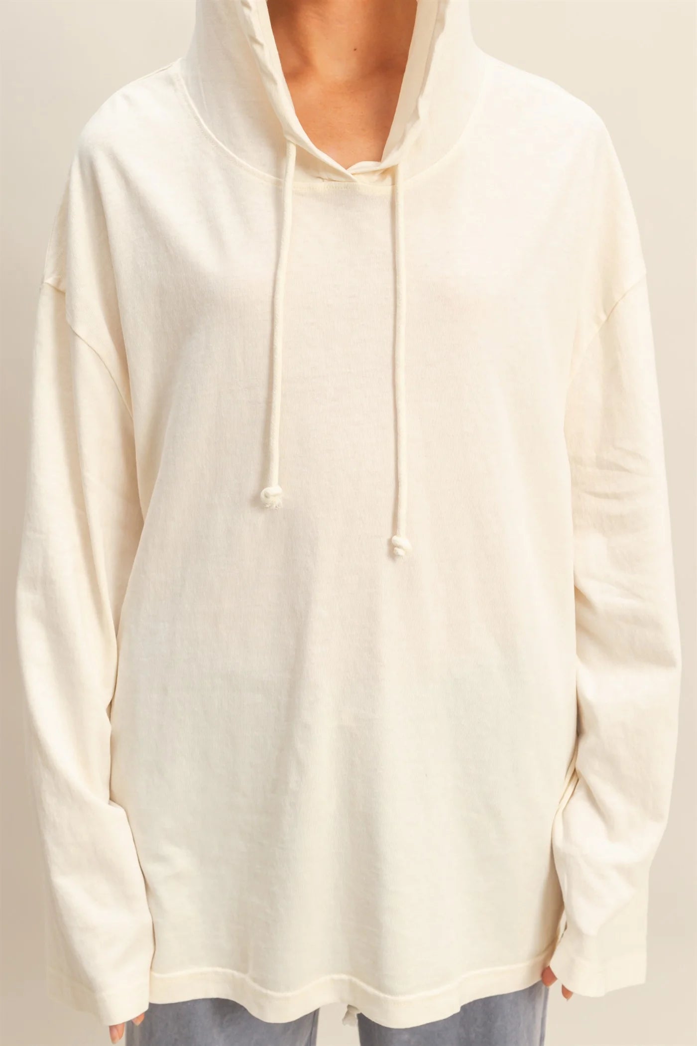 On The Go Oversized Hooded Tunic - Cream